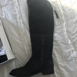 Steve Madden black leather knee high boots
